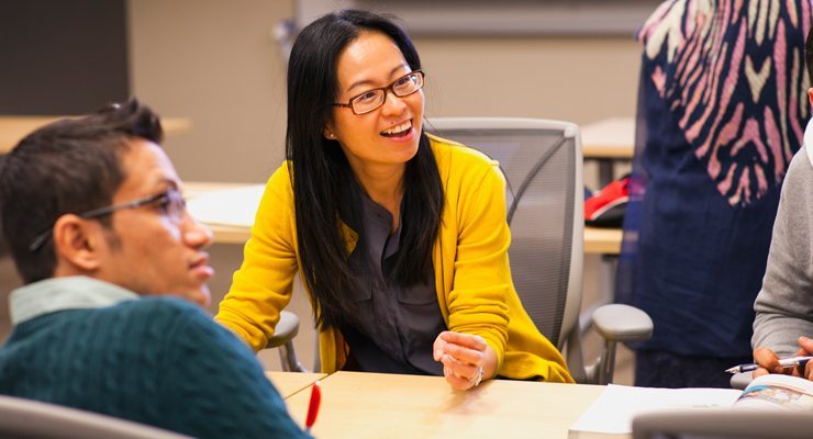 Student discussion in a classroom