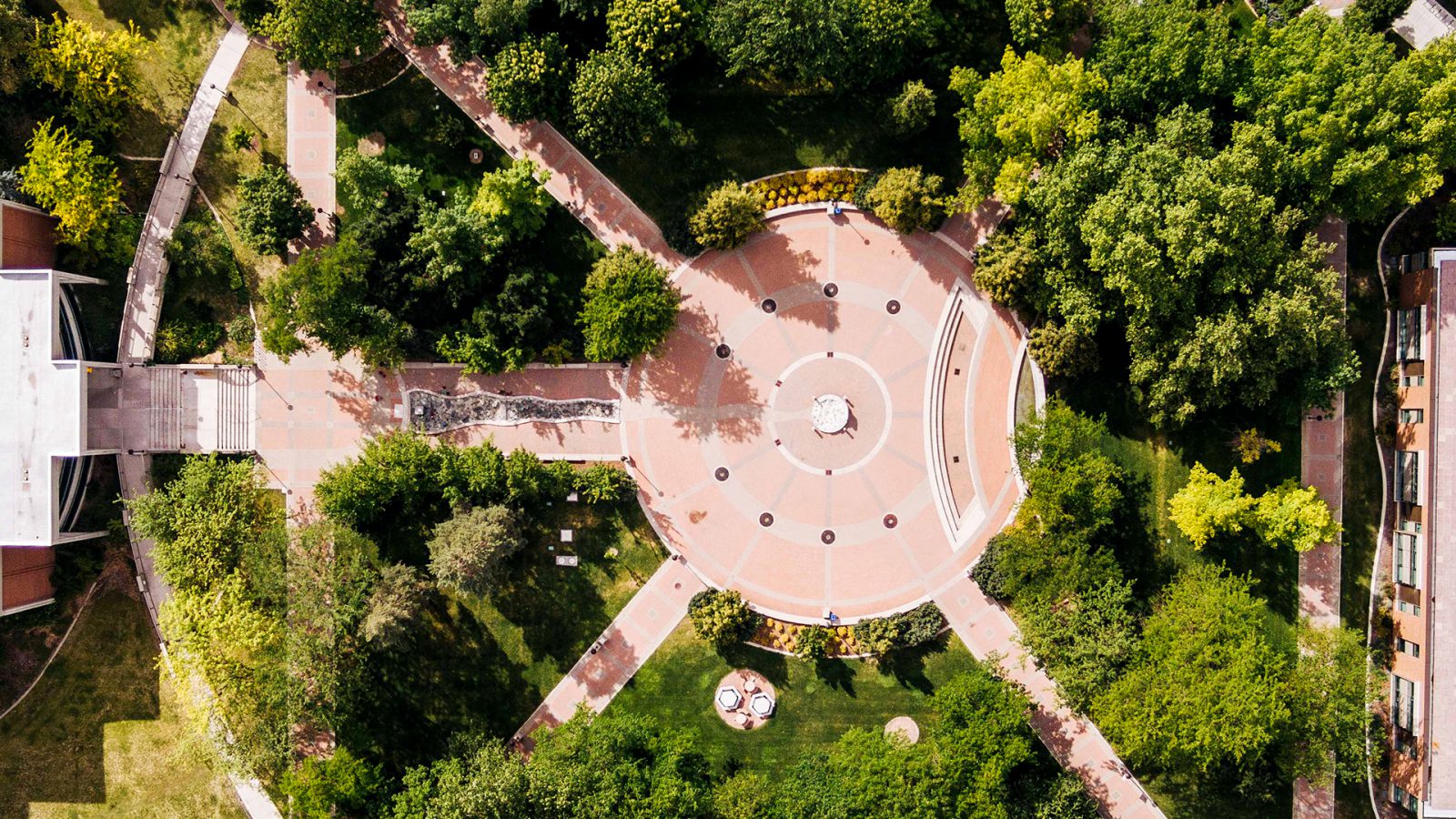 Photo: Aerial shot of the campus mall