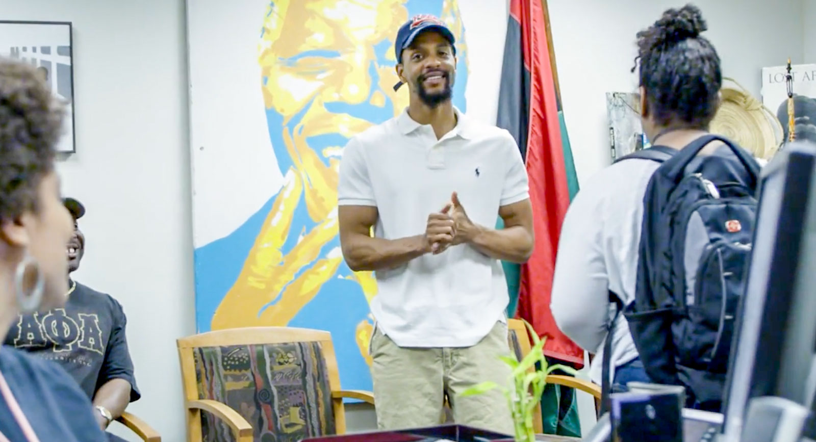 Photo: Rickie Morris in a classroom setting with other students