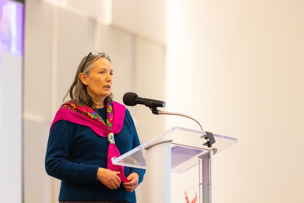 Melodi Wynne presenting to a crowd at EWU.